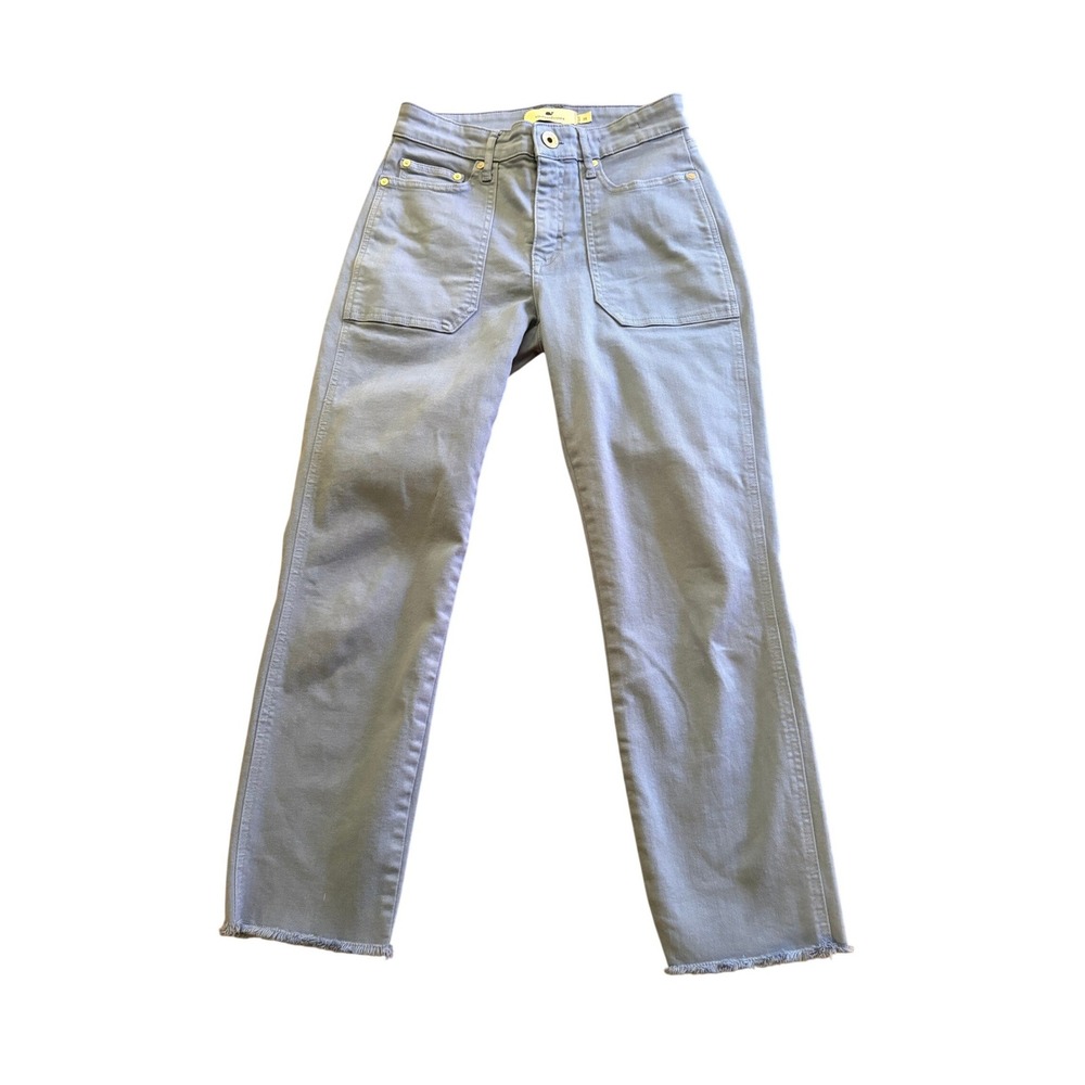 Vineyard Vines High Rise Straight‎ Crop Jeans Blue Raw Hem Women 26 Coastal